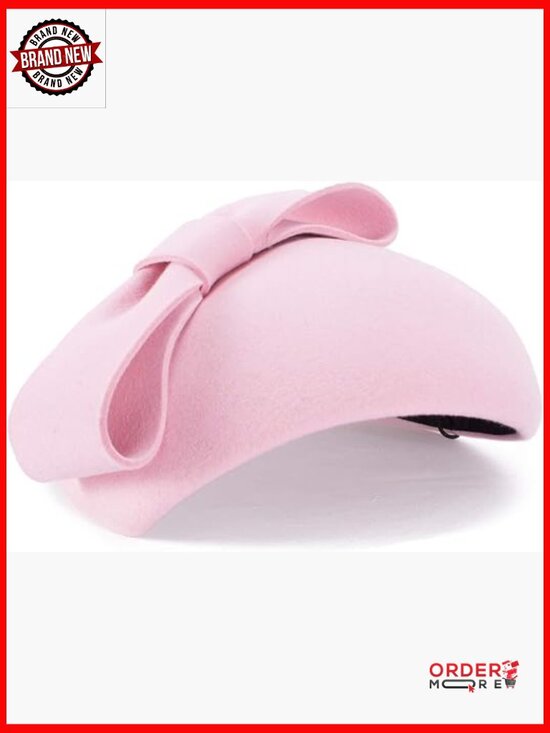 Wool Felt Teardrop Fascinator Hat Bow Beret Casque Derby Adjustable Clip main image 4